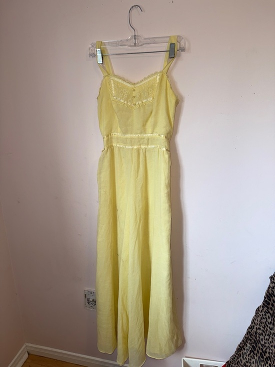 Vintage Dresses & Skirts - Vintage Yellow Spaghetti Strap Maxi Dress